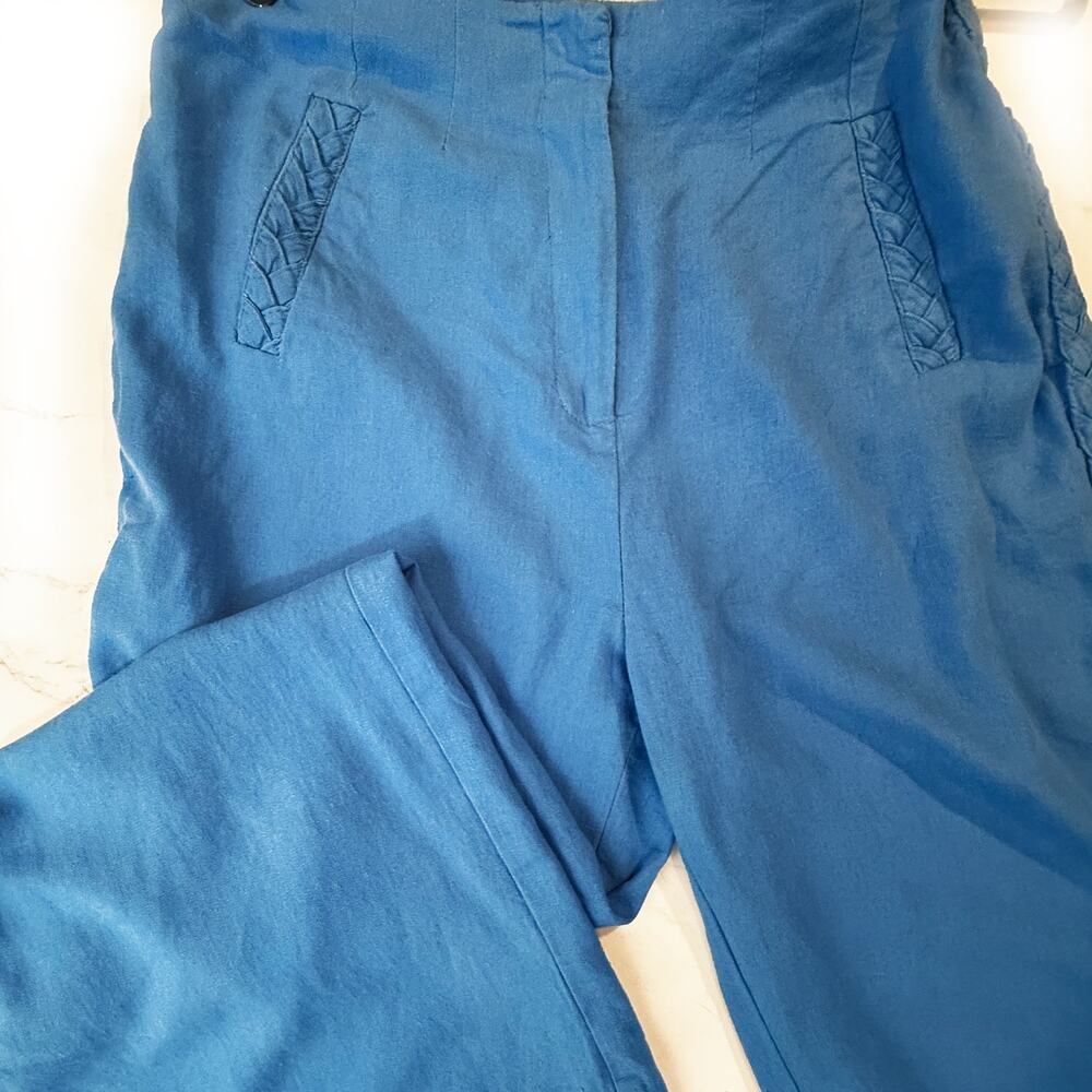 Jason Wu Linen Blend Wide-Leg Pants – Size 6 – Bright Blue
